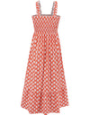 Smocked Printed Square Neck Sleeveless Dress