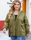 Plus Size Exposed Seam Dropped Shoulder Jacket