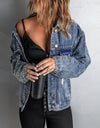 Studded Button Down Denim Jacket