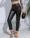 Zip-Up High Waist Straight Leg Pants