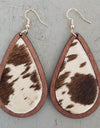 Teardrop Shape Wooden Dangle Earrings