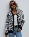 Woven Right Zebra Print Button Down Cardigan