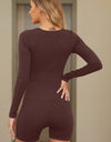 Square Neck Long Sleeve Active Romper