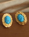 18K Gold-Plated Natural Stone Earrings