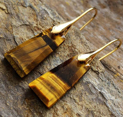 Handmade Geometrical Shape Natural Stone Dangle Earrings