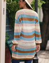 Full Size Striped Long Sleeve Openwork Cardigan