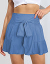 Smocked Tie-Front High-Rise Shorts