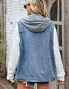 Sleeveless Denim Top with A Detachable Hood