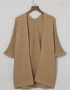 Ribbed Open Front Knit Cardigan