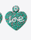 LOVE Beaded Heart Earrings