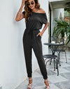 Drawstring Waist Short Sleeve Jogger Jumpsuit