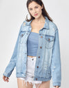 RISEN Full Size Distressed Long Sleeve Denim Jacket