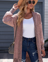 Woven Right Heathered Open Front Longline Cardigan