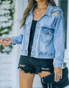 Distressed Fringe Denim Jacket