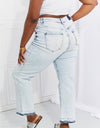 RISEN Full Size Camille Acid Wash Crop Straight Jeans