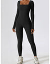 Square Neck Long Sleeve Sports Jumpsuit