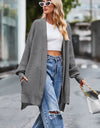 Open Front Dropped Shoulder Longline Cardigan