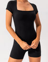 Square Neck Cap Sleeve Active Romper