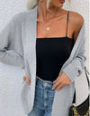 Open Front Rib-Knit Cardigan with Pockets