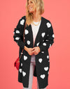 Heart Graphic Open Front Cardigan with Pockets