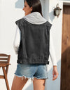 Pocketed Button Up Hooded Denim Jacket