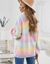 Contrast Balloon Sleeve Dropped Shoulder Cardigan