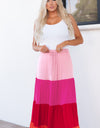 Color Block Tiered Maxi Skirt