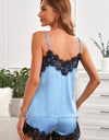 Lace Detail Spaghetti Strap Top and Shorts Lounge Set