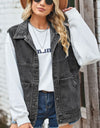 Sleeveless Denim Top with A Detachable Hood