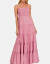 Zenana Woven Smocked Tiered Cami Maxi Dress