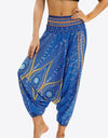 Printed Smocked Waist Harem Pants