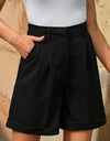 Pleated High Waist Shorts with Pockets