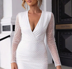 Cutout Sequin Mesh Mini Dress