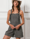 BiBi Tie Strap Washed Stripe Denim Overalls