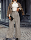 Plaid Wide Leg Pants with Belt