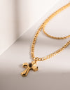 18K Gold-Plated Double Layered Cross Necklace