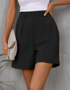 Pocketed Mid-Rise Waist Shorts