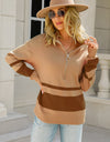 Angel Wings Two-Tone Long Sleeve Zip-Up Knit Top