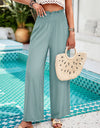 Smocked Wide Leg Pants with Pockets