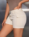 Mid-Rise Waist Denim Shorts with Pockets