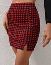 Houndstooth Slit Mini Skirt