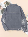 Button Up Dropped Shoulder Denim Jacket with Pockets