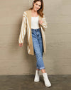 Woven Right Two-Tone Open Front Fuzzy Longline Cardigan