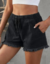 Pocketed Frayed Denim Shorts