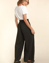 Haptics Elastic Waist Wide Leg Pants with Pockets