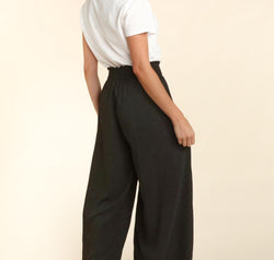 Haptics Elastic Waist Wide Leg Pants with Pockets