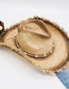 Raw Hem Wide Brim Raffia Hat