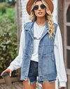 Sleeveless Denim Top with A Detachable Hood