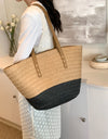 Contrast Straw Braided Handbag