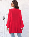 Open Front Dropped Shoulder Longline Cardigan